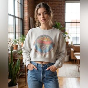 Grateful Dead Women's Gray Cropped Sweatshirt